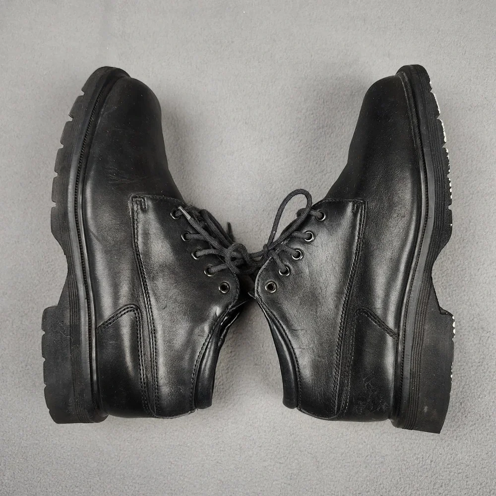 Vintage Dr Martens DMs Work Boots Men 9 Black Leather Industrial Made In England